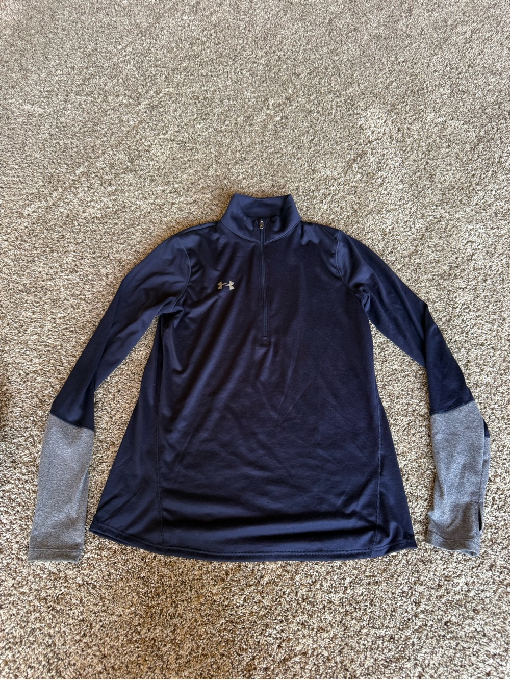 Under Armour Navy Half-Zip Pullover with Light Gray Sleeves